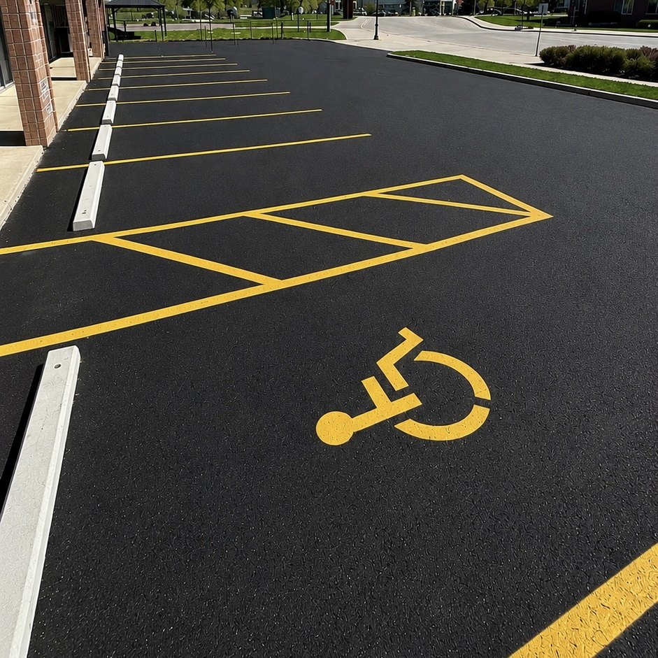 Commercial asphalt sealcoating and line painting by Wolf Contracting Calgary
